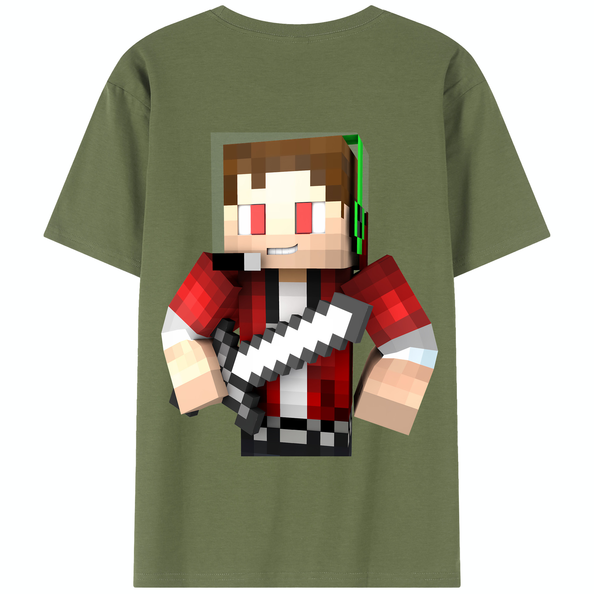 （画像用） マインクラフト ブロックの世界 Minecraft MC Block world 綿100％半袖Tシャツ（背面プリント）